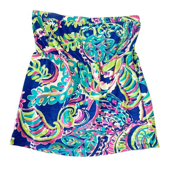 Lilly Pulitzer Val Tube Top in Toucan Play Blue Swirl Multicolor - Size Small - Picture 1 of 6